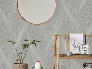 Shock Wave Taupe Wallpaper is an abstract 3D wavy pattern with a textured finish shown here in a taupe colourway for a contemporary and modern look.