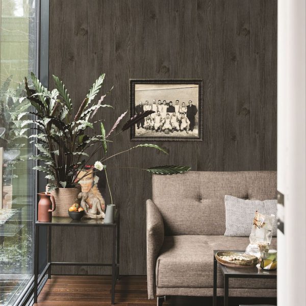 Weathered Board Chocolate Wallpaper is a natural looking wood design. Knots and texture in the wood add to the realistic look and charm.